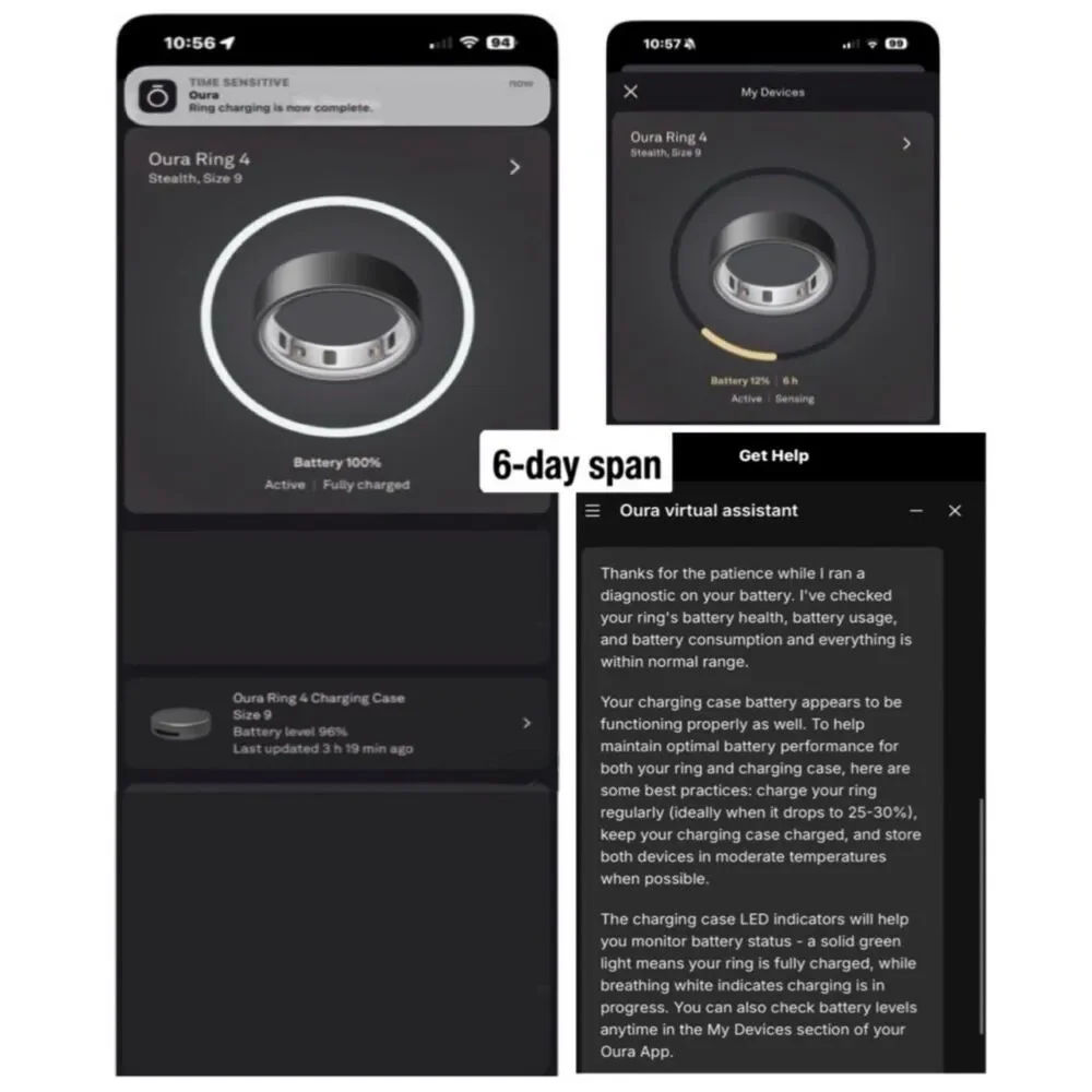 Oura Ring 4 Stealth Size 9 + Wireless Charging Case Bundle - Battery Verified